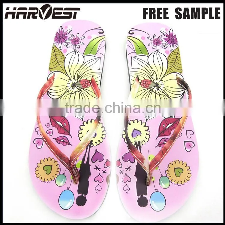 Beautiful slippers for girls , fuzhou girly eva slipper with pvc strap