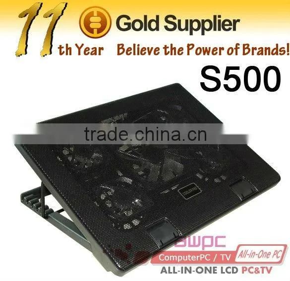 5 Fans Blue LED Adjustable 2 USB HUB Laptop Stand Cooling Pad Cooler for 7"~17' Notebook PC