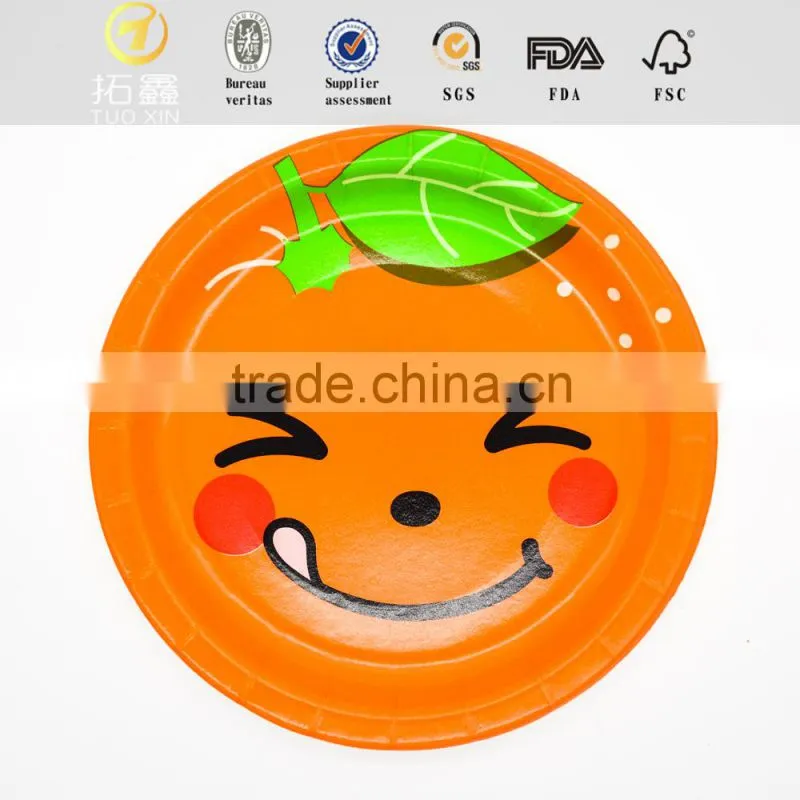 Dishes paper pe coated cartoon divided plate with high quality