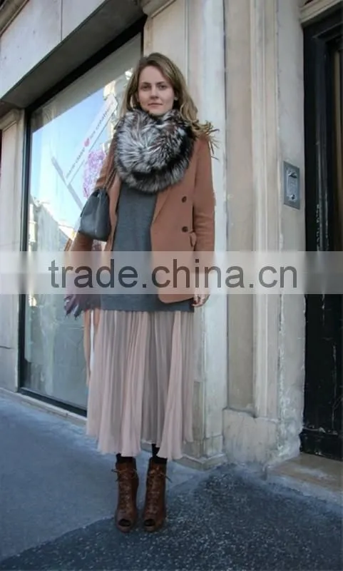 new style real sliver fox fur scarf/high fashion shiny style fur scarf for ladies