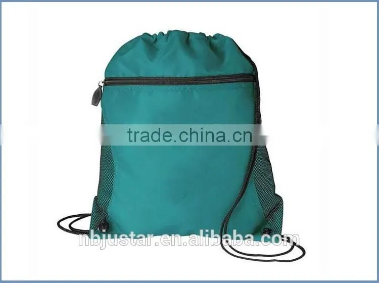 2016 Christmas Promotioanl Customized Cheap Custom Christmas Drawstring Gift Bags with Side Mesh Pocket