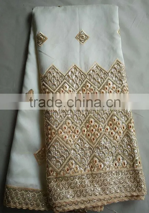 Nigerian polyester slub yarn embroidered bridal lace george