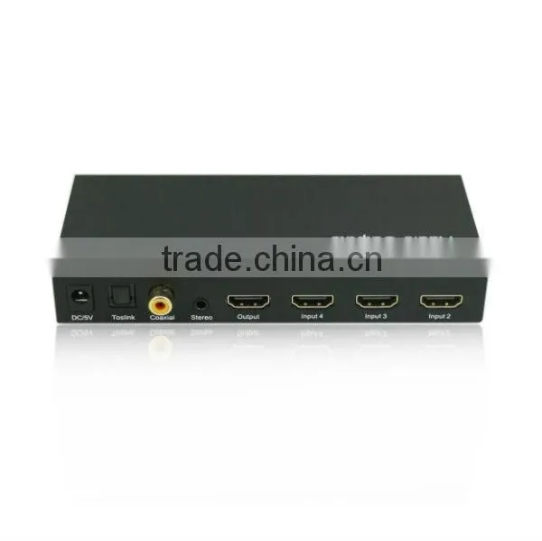 4 Port HDMI Switch Switcher 4 in 1 Out 3D/ Full HD 1080P with Digital Audio(Stereo, Toslink and COAX)