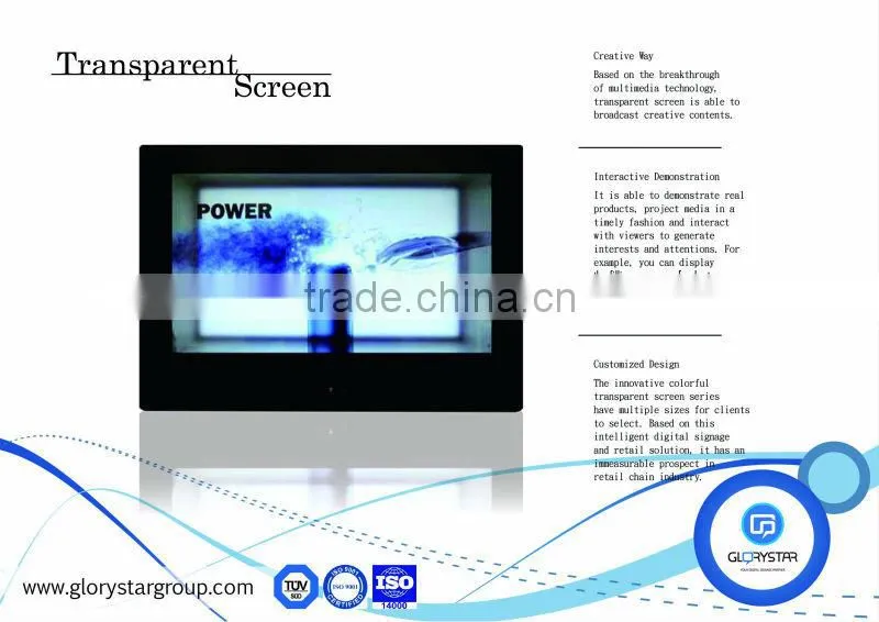 21.5" inch Transparent screens ad displays for retail and sales promotion fairs events sales