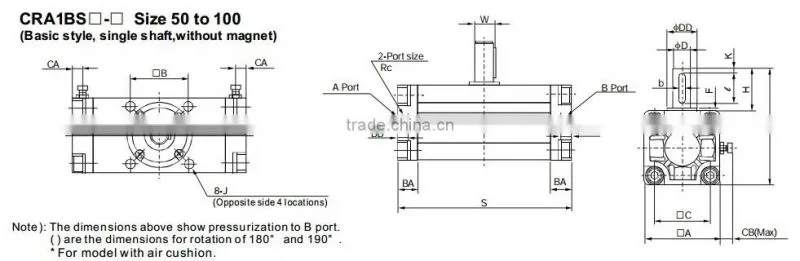 SMC Type CRA1 Series Pneumatic Rotary Cylinder