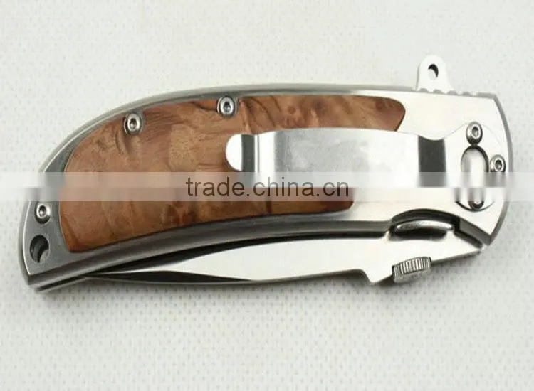 OEM outdoor hunting knife with wooden handle