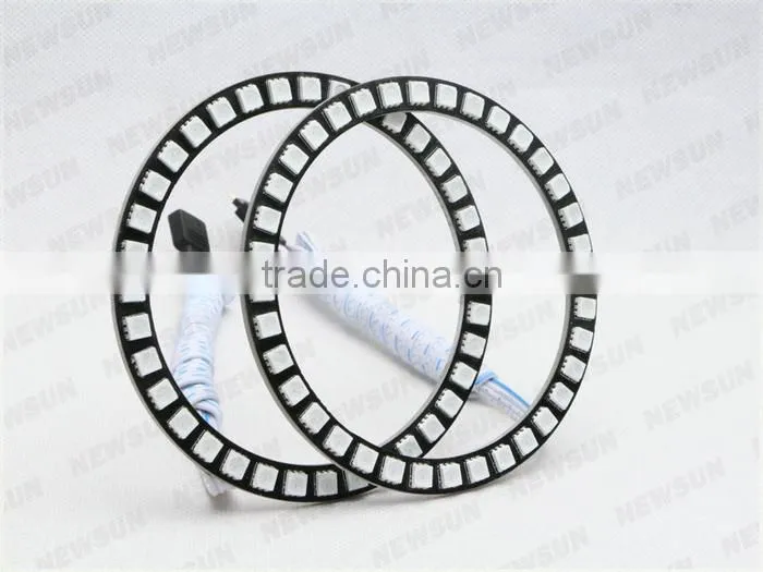 10000K super bright 90mm 12V RGB LED Angel eyes 33pcs 5050SMD RGB color changing led ring lights for Toyota