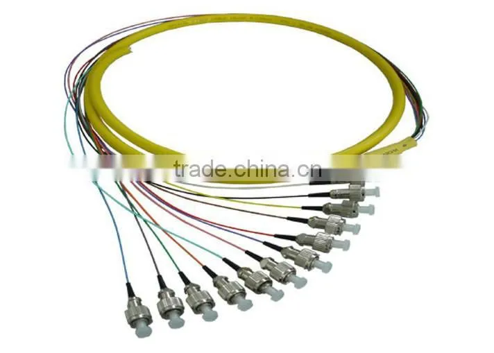 0.9mm length 1m FC UPC SM 12 core fiber optic breakout cable pigtail
