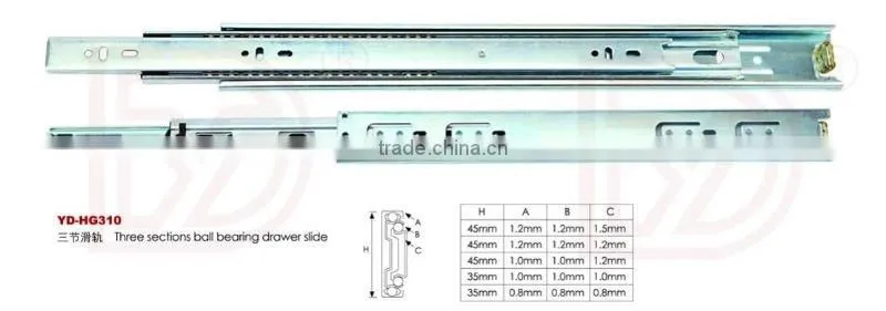 Three sections furniture parts drawer slides