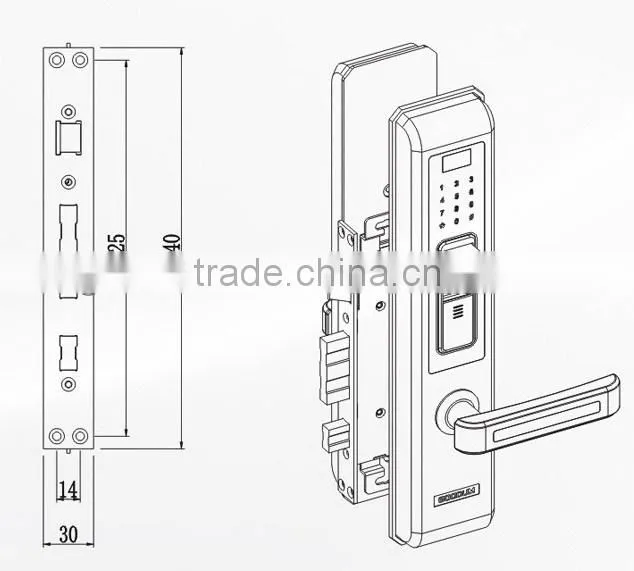 stainless steel great quality fingerprint and keypad lock