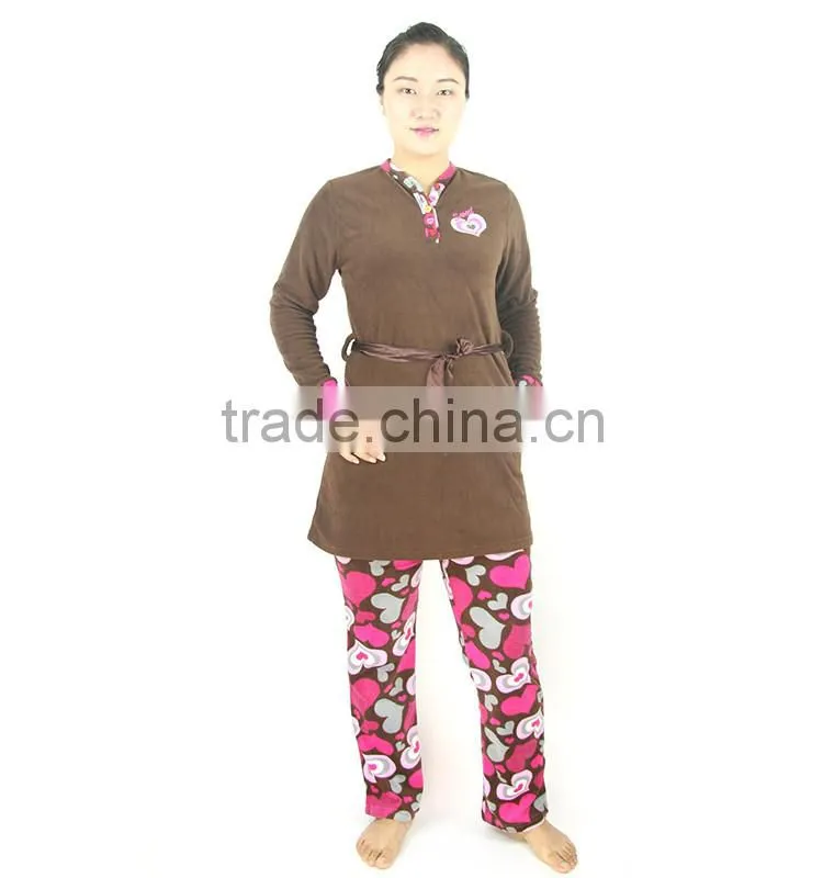 Kevince polar fleece pyjamas set woman pajama pink snowflake 1000pcs up OEM factory directly
