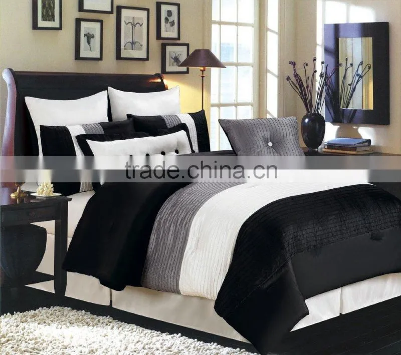100% polyester bedding sheet with black & white stripe for sale
