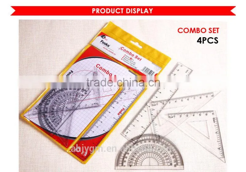 15CM 4 Pieces Students Plastic Ruler Set/ math geometry set