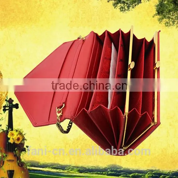 Wholesale ladies fashion clutch PU leather wallet with chain design and convenient to take