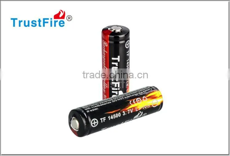 Powerful TF rechargeable battery TrustFire 14500 Li-ion battery 3.7V 900mAh rechargeable lithium battery with PCB