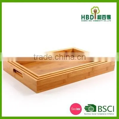 Best selling 3pcs bamboo food serving tray bamboo kitchen tray
