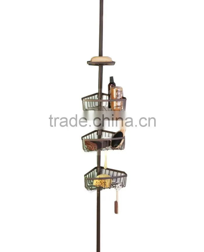 Aluminium tension pole caddy and Aluminium tension shower caddy and bathtub and Shower Tension Corner Caddy