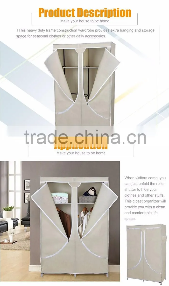 Cheap Folding Easy Assemble Non-woven Fabric Wardrobe Closet , Durable Large Assemble Wardrobe
