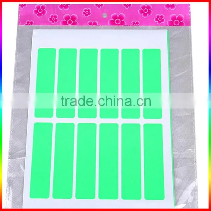 fluorescence magenta and green paper sticker in rectangle