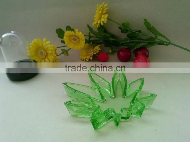 Glass Potleaf Green Glass Cohiba Ashtray , colored glass ashtray