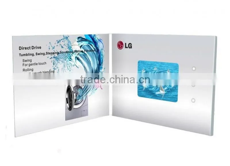 Hot 7 inch lcd video box greeting card business booklet with rechargeable battery for christmas gifts