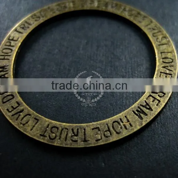 35mm vintage style bronze plated alloy round circle hope trust love dream engraved pendant charm DIY supplies 1810203