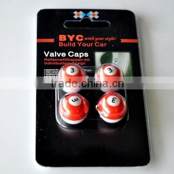 Hot sale nice performance anti dust billiards no 3 car tire valve cap