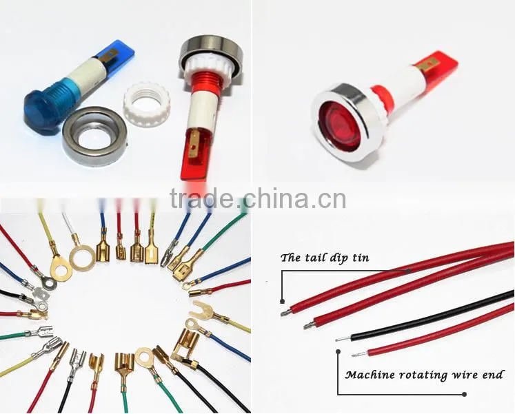 10mm pure color cabinet LED light indicator lamp 110v2w with connector terminal