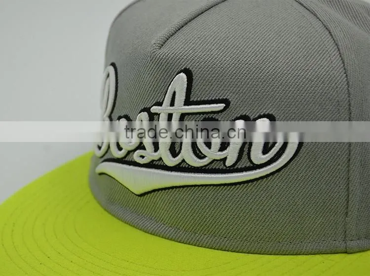 Fashion 5 panel snapback cap/hat black 3D embroidery baseball cap