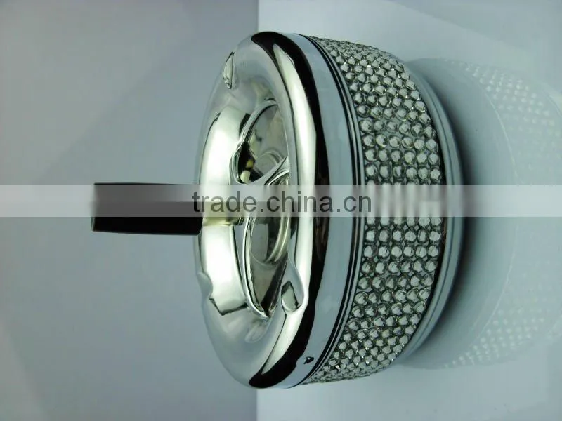 crystal rhinestone metal round ashtray