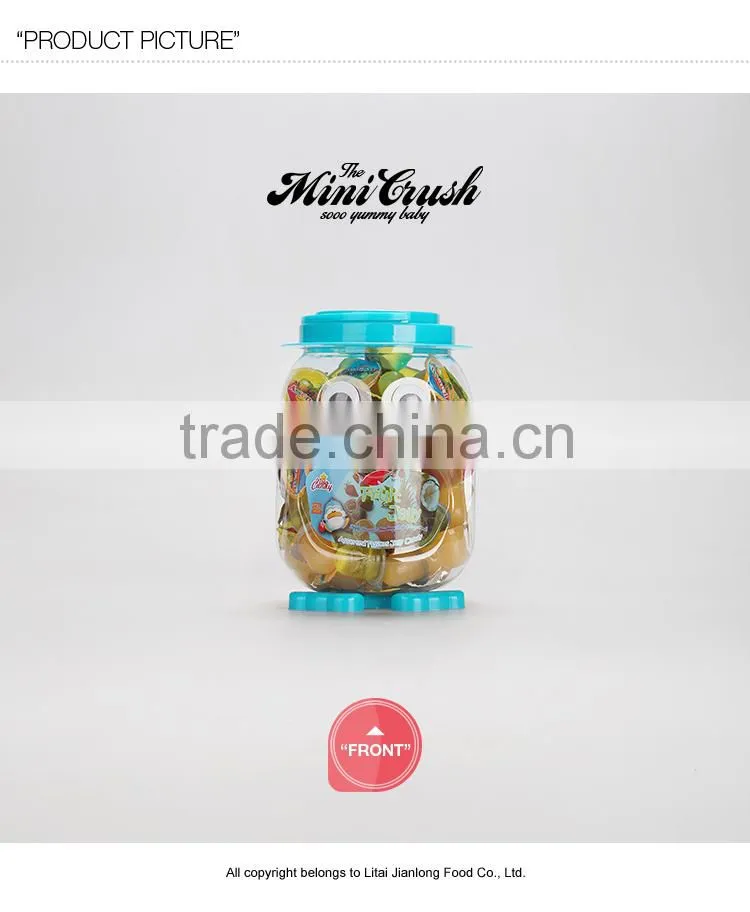 China wholesale snacks!100pcs assorted mini cup jelly candy in cute animal jar