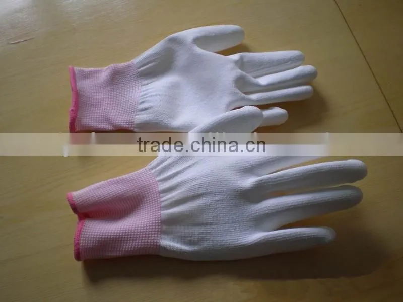 ESD gloves, HAND GLOVE plastic dropping on fabric gloves