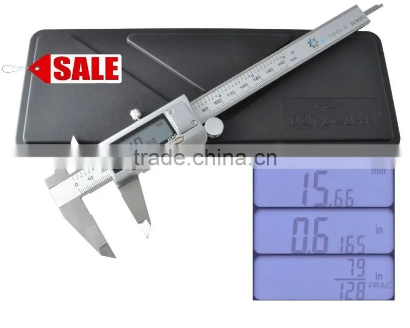 High Quality Electronic Digital Caliper Inch/Metric/Fractions Conversion 0-6 Inch/150 mm Stainless Steel Body