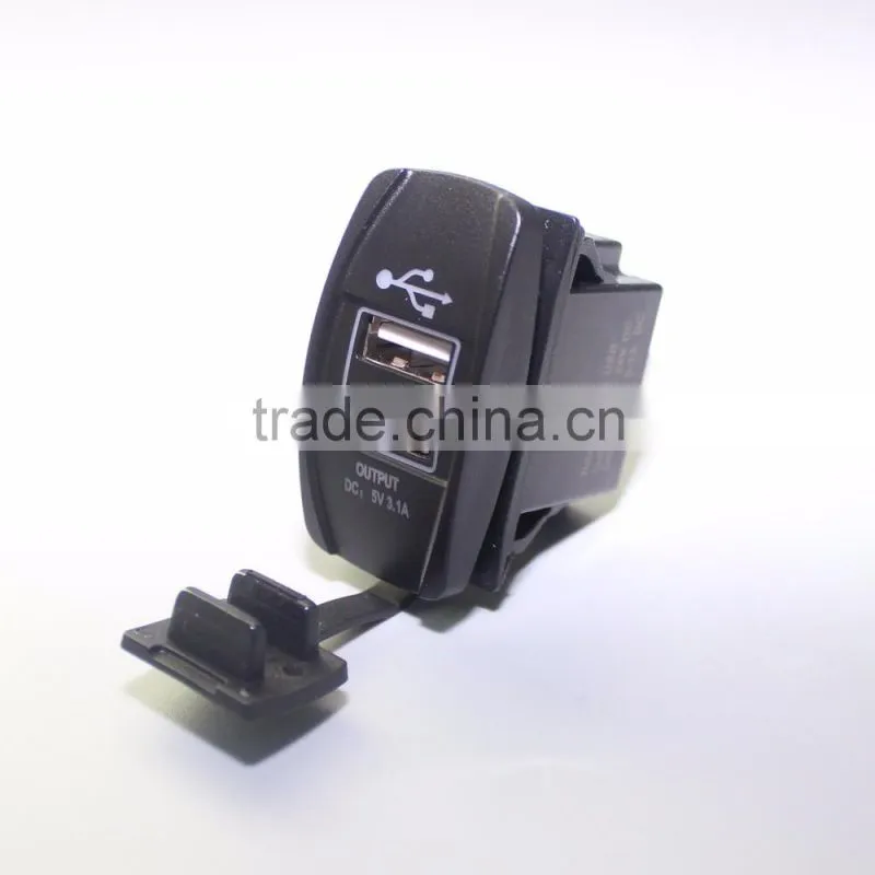 Rocker Switch Type USB Socket With 12V LED Lamp