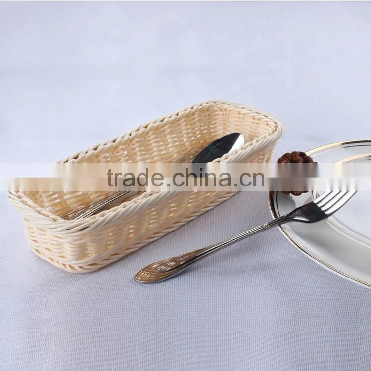 Eco-friendly longitypical design handcraft rattan cutlery basket