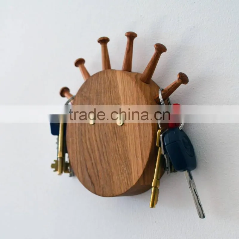 Solid wood Key rack Wooden Keyring Shelf Mad Hair Day Key Ring