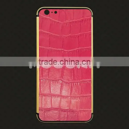 Luxury crocodile leather real 24k gold housing, gold plated housing for iPhone 6S 6Plus
