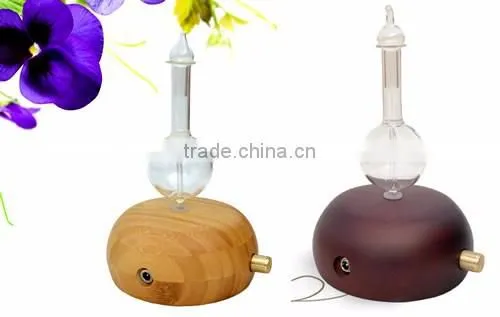 Elegant Bamboo Wood and Glass LED Aroma Diffuser Nebulization Essential Oil Diffuser