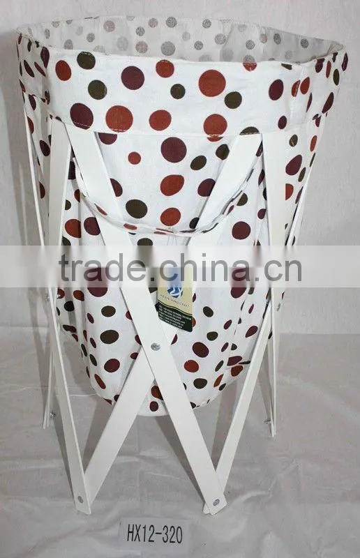Patent Folding Wooden Laundry Hamper With Canvas bag