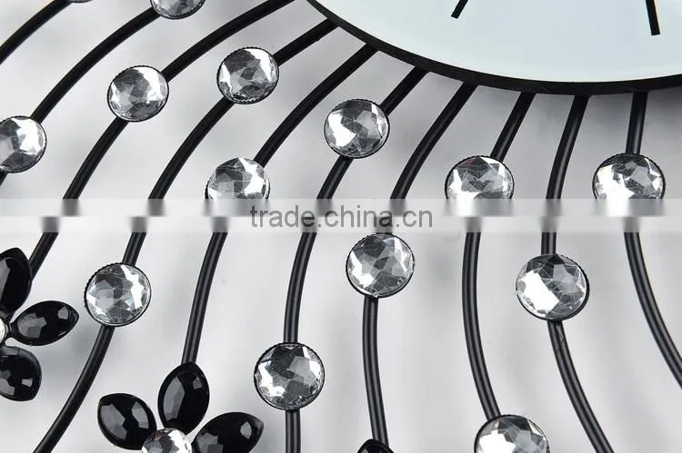 Flower crystal metal wall digital clock