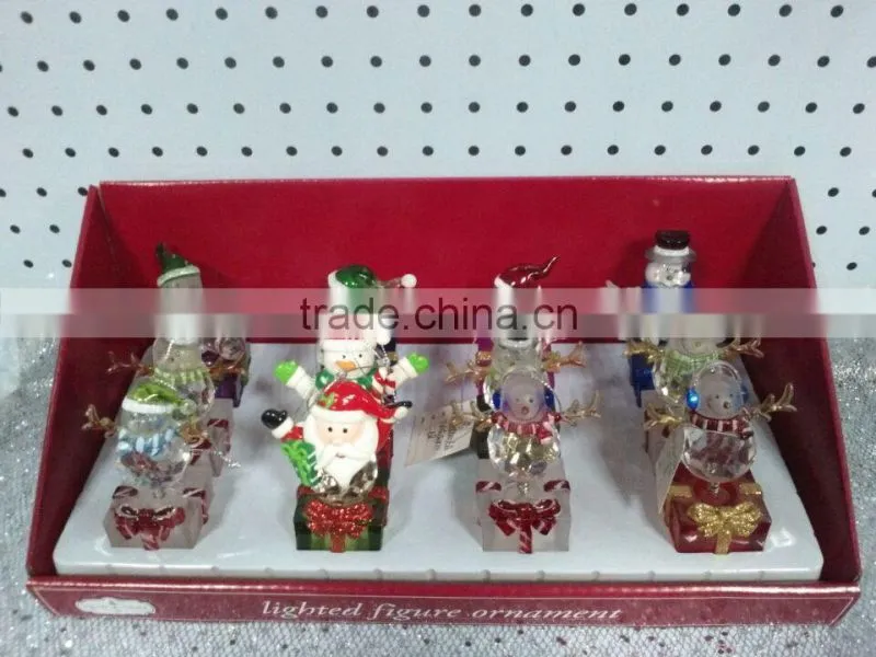 electronic LED light acrylic happy round snowman figurines toys for kids