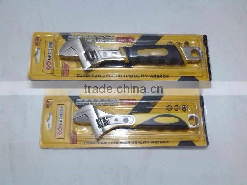 adjiustable wrench with rubber plastic coated handle