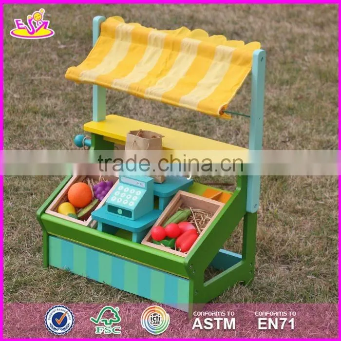 2017 New design funny fruit play set wooden kids supermarket W10A060