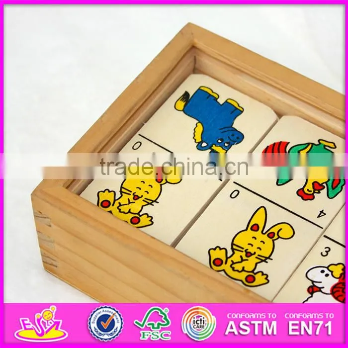 2016 New and popular children wooden cartoon animal domino toy WJ277610