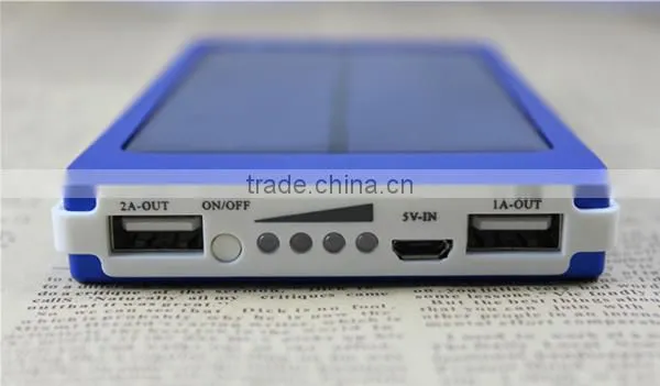 8000mAh Rectangle Shape Solar Panel Power Bank With Lights
