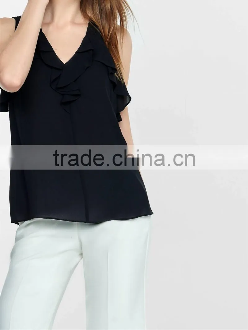 2016 Fashion Flowy Ruffle Tie Back Tank HST8029