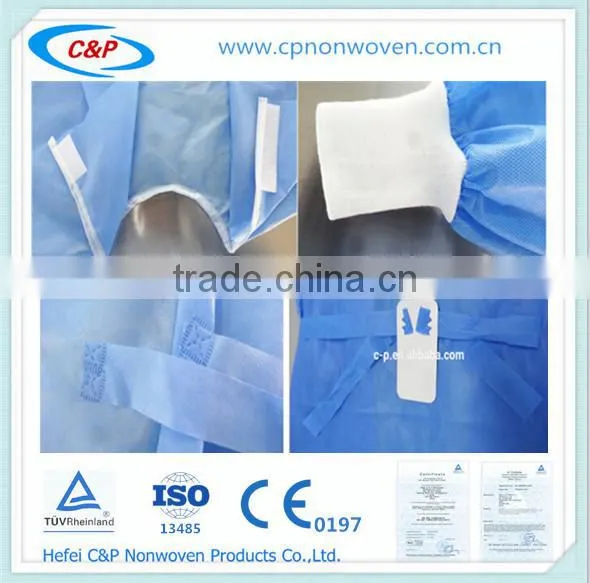 Disposable Sterile Blue SMS Nonwoven Standard Surgical Gown/Reinforced Surgical Gown