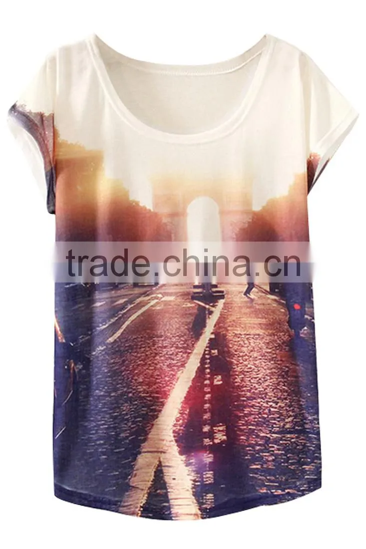 hot sale sublimation ladies t-shirt print design, summer ladies top t shirt