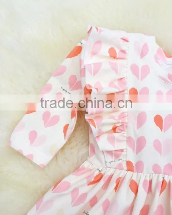 Baby Girls Valentine's Day Dress Kids Fall Long Sleeve Ruffle Dress