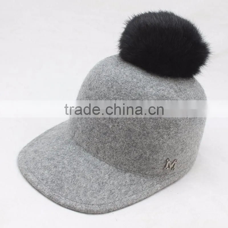 Myfur Genuine Soft Fox Body Fur Pom Pom Elegant Adults Unisex Felt Fedora Hat